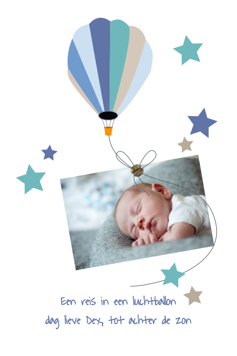 Baby rouwkaartje met luchtballon