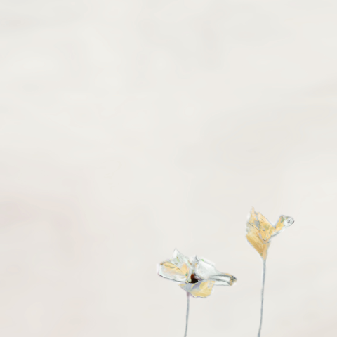 Bedankkaart met kunstige bloemen in beige