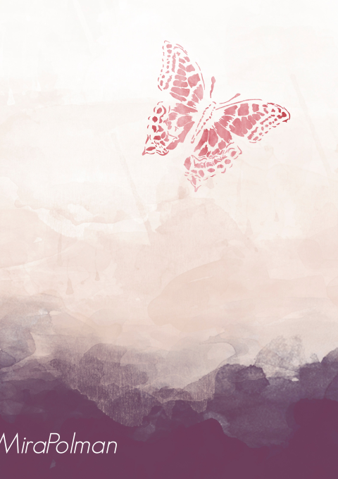 Rouwbrief met vlinder en waterverf achtergrond