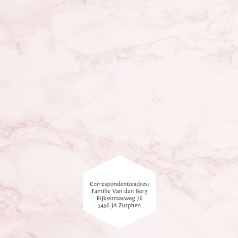 Rouwkaart met geometrisch figuur op roze marmer