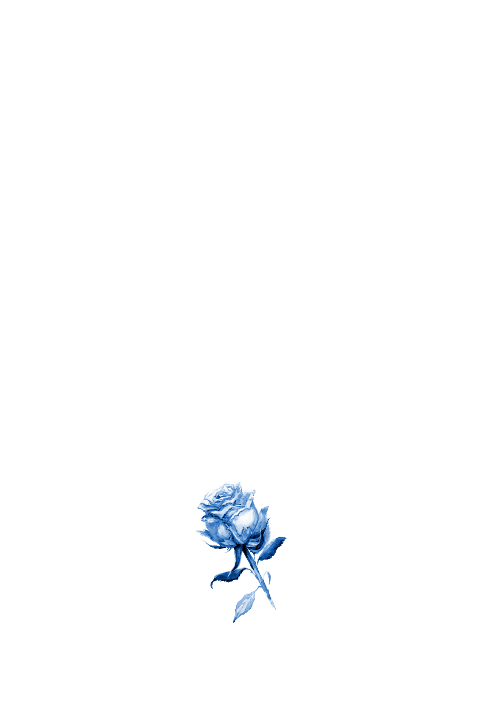 Rouwkaart met een geschilderde roos in Delfts blauw
