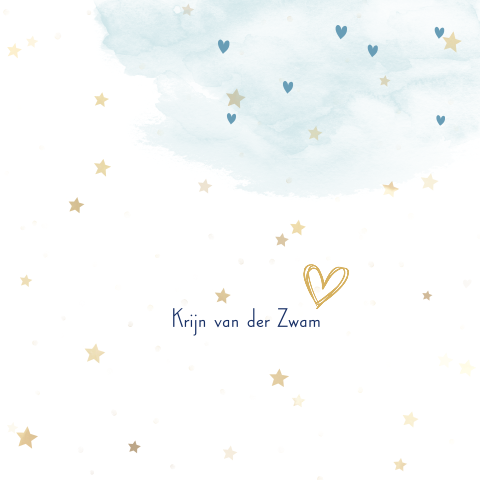 lief rouwkaartje voor baby of kind met confetti van sterren