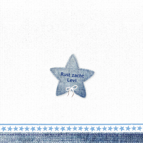 Bijzondere rouwkaart met jeans ster en foto