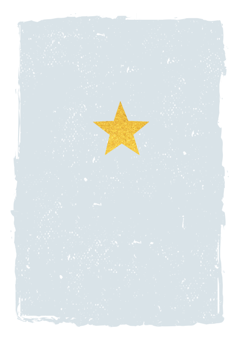 Lieve rouwkaart met blauwe achtergrond en goudkleurige ster