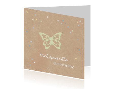 Wonderbaarlijk Condoleancekaart met vlinder op prikbord achtergrond FL-02